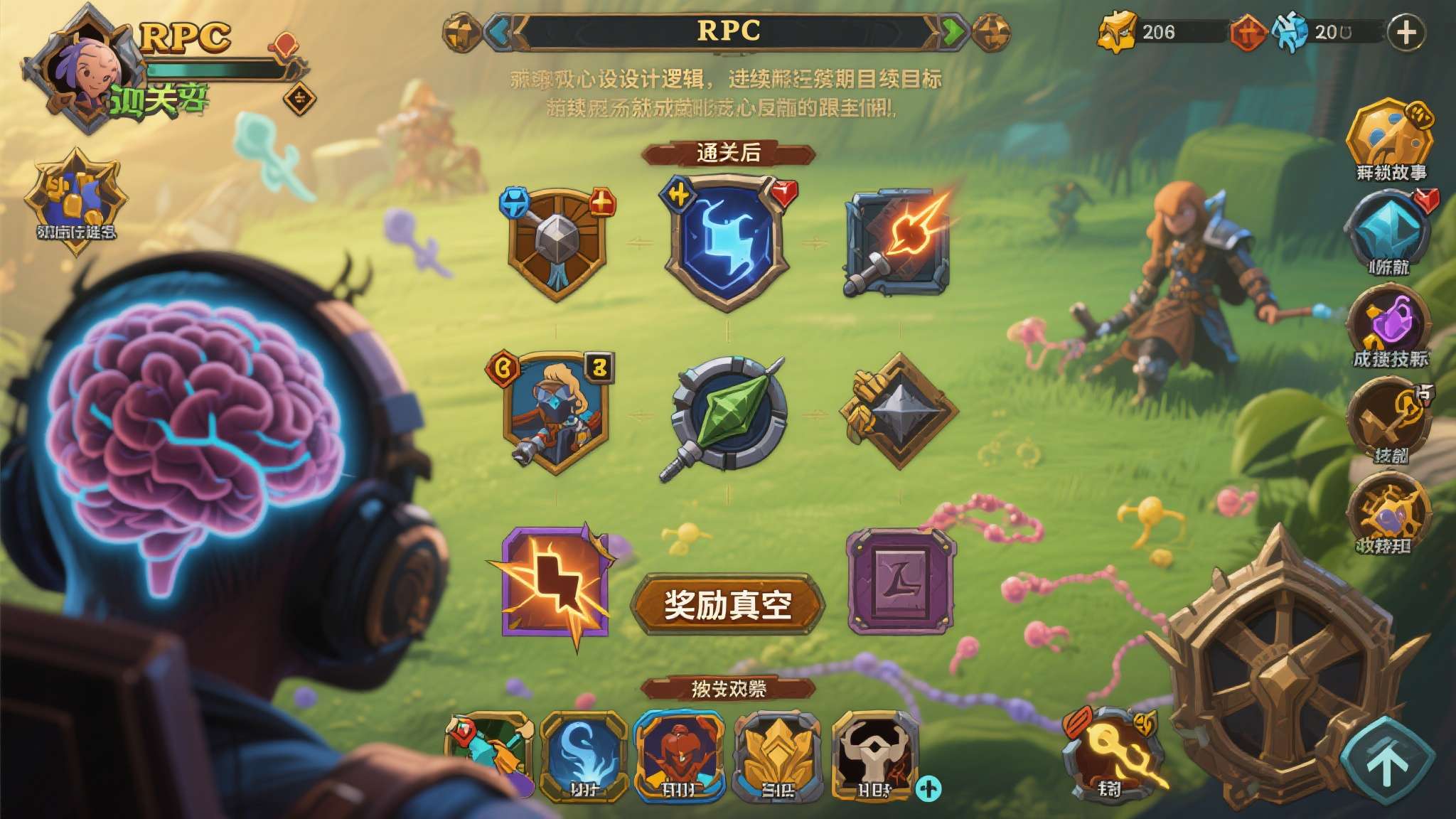 RPG游戏的核心设计逻辑是持续给予玩家短期与长期目标：升级、解锁技能、推进剧情。